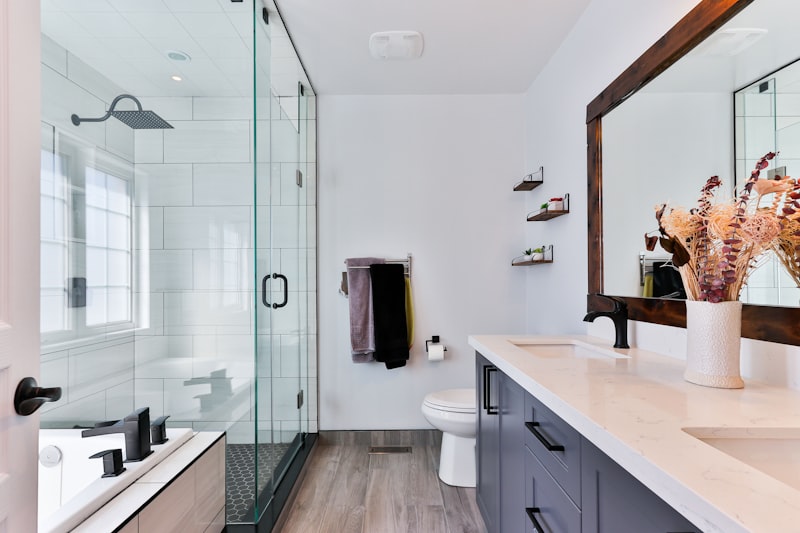 Modern bathroom renovation with professional plumbing installation